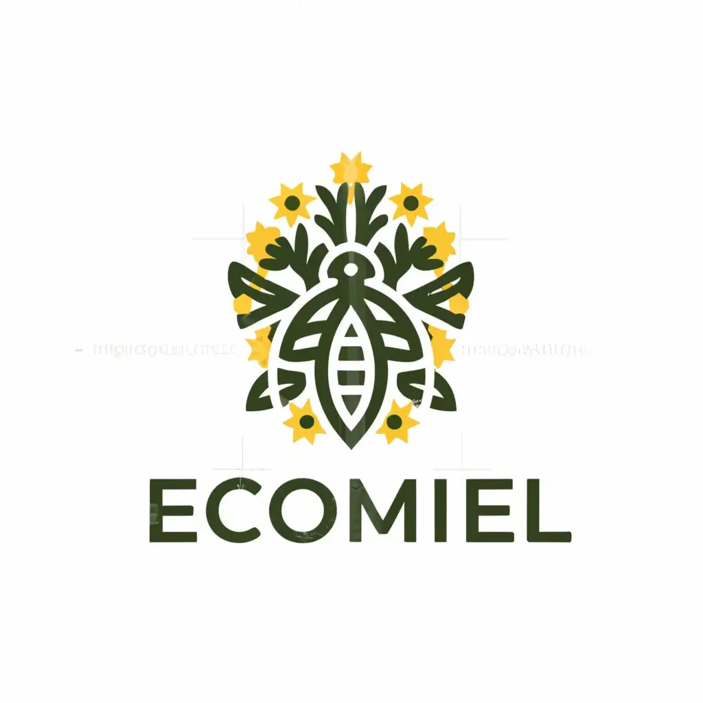 LOGO-Design-For-Ecomiel-Sustainable-Buzz-with-Bumblebee-and-Wildflower-Circle