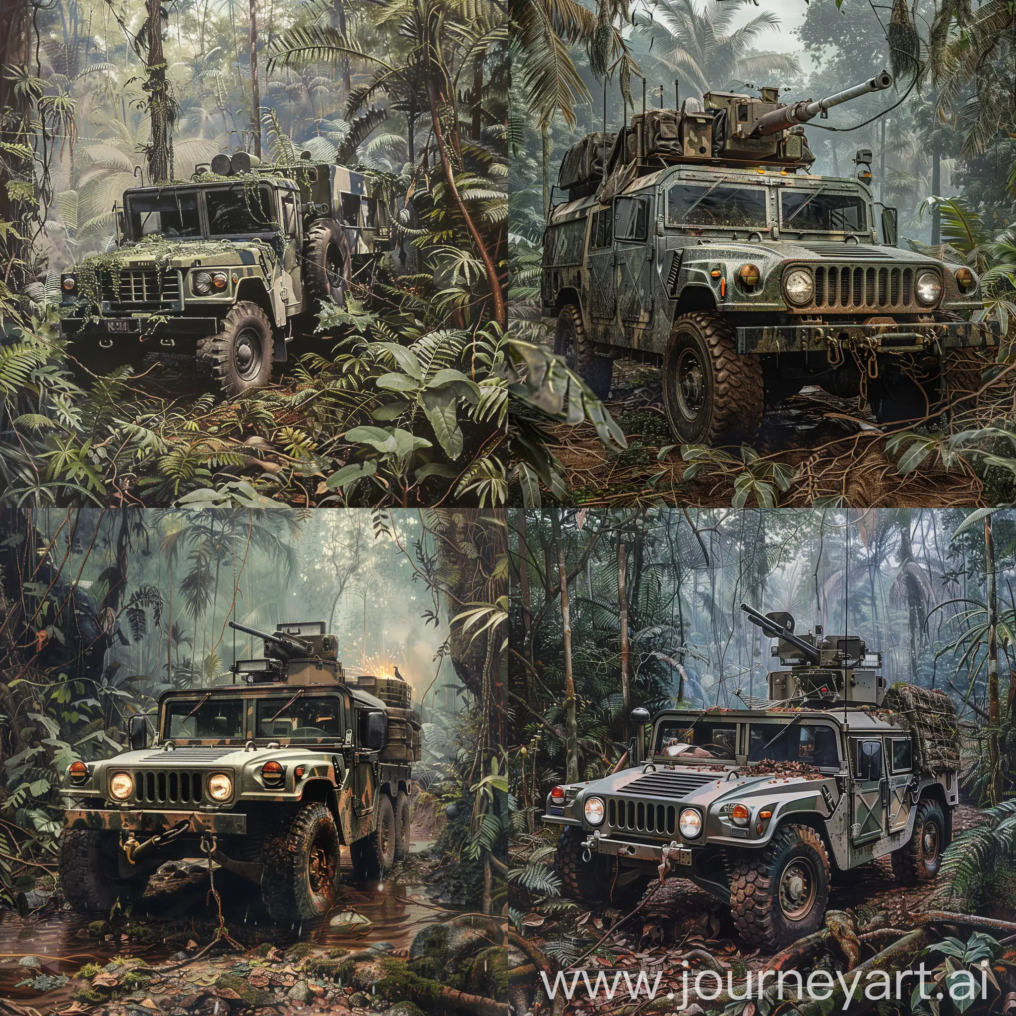 Military-Fire-Support-Vehicle-1988-Model-in-Jungle-Setting