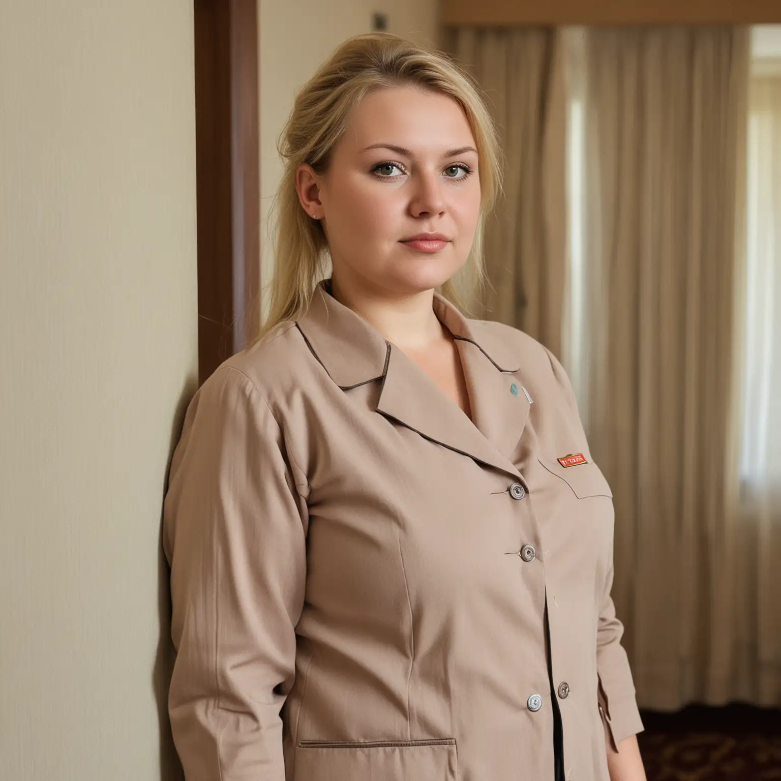 Lithuanian Hotel Cleaner Surrounded by Plump Women