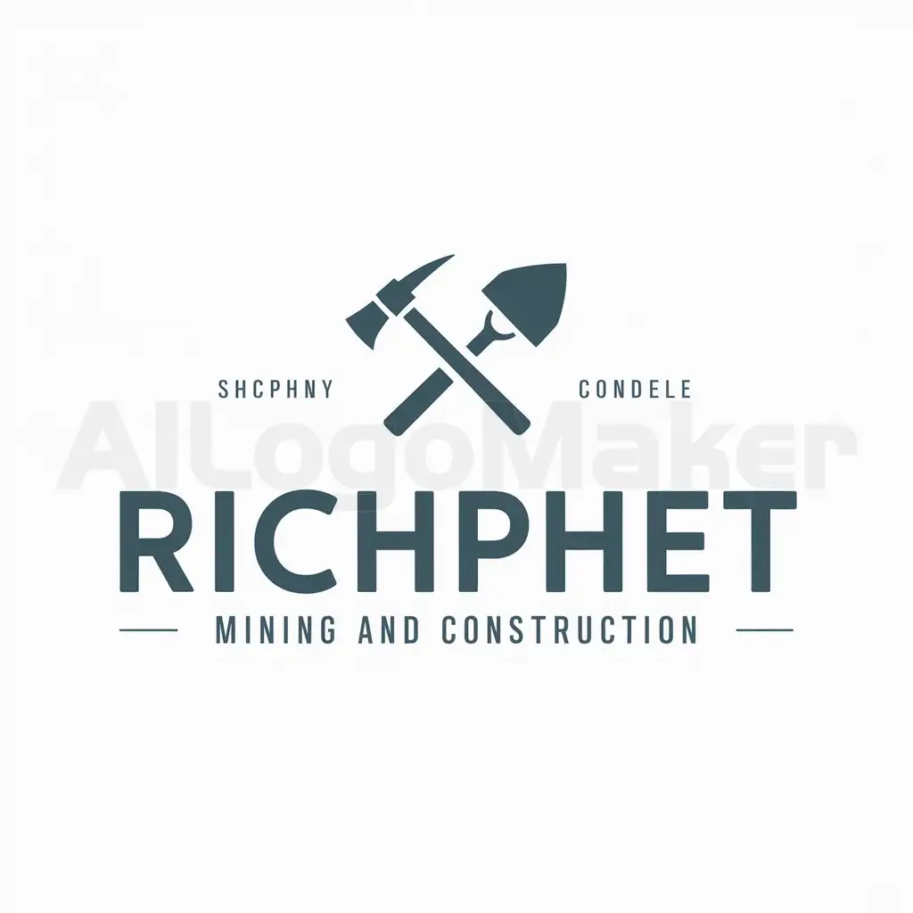 a logo design,with the text "Richphet mining and construction", main symbol:Pick and shovel,Moderate,be used in Mining industry,clear background