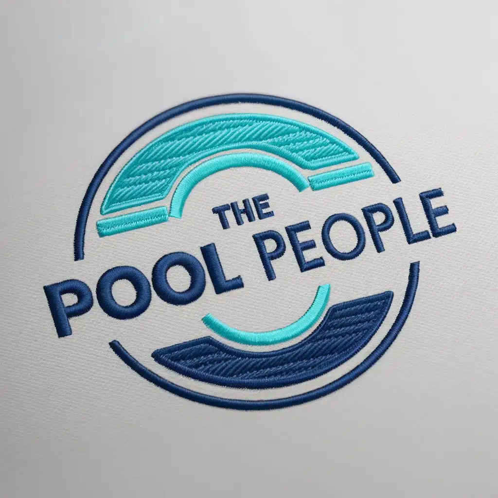 a logo design,with the text "The Pool People", main symbol:this logo is circle style. logo should design embroidered patch and include Depictive, pool or pool-related icons,Moderate,clear background