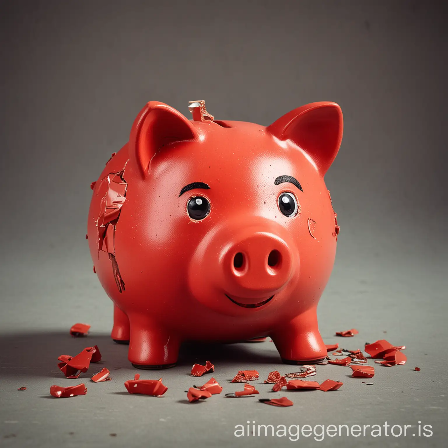 broken red piggy bank