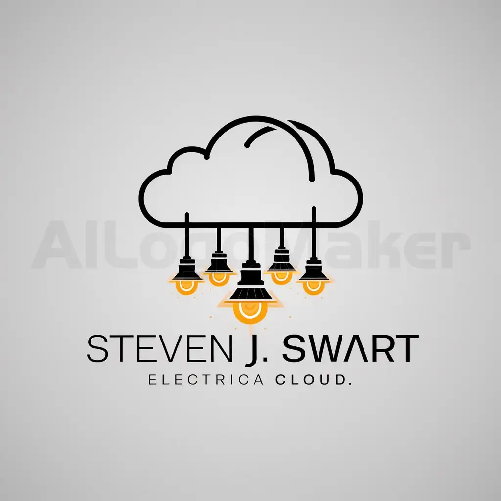 a logo design,with the text "Steven J Swart", main symbol:Electrical cloud with electric lamps hanging from the bottom of the cloud,Moderate,clear background