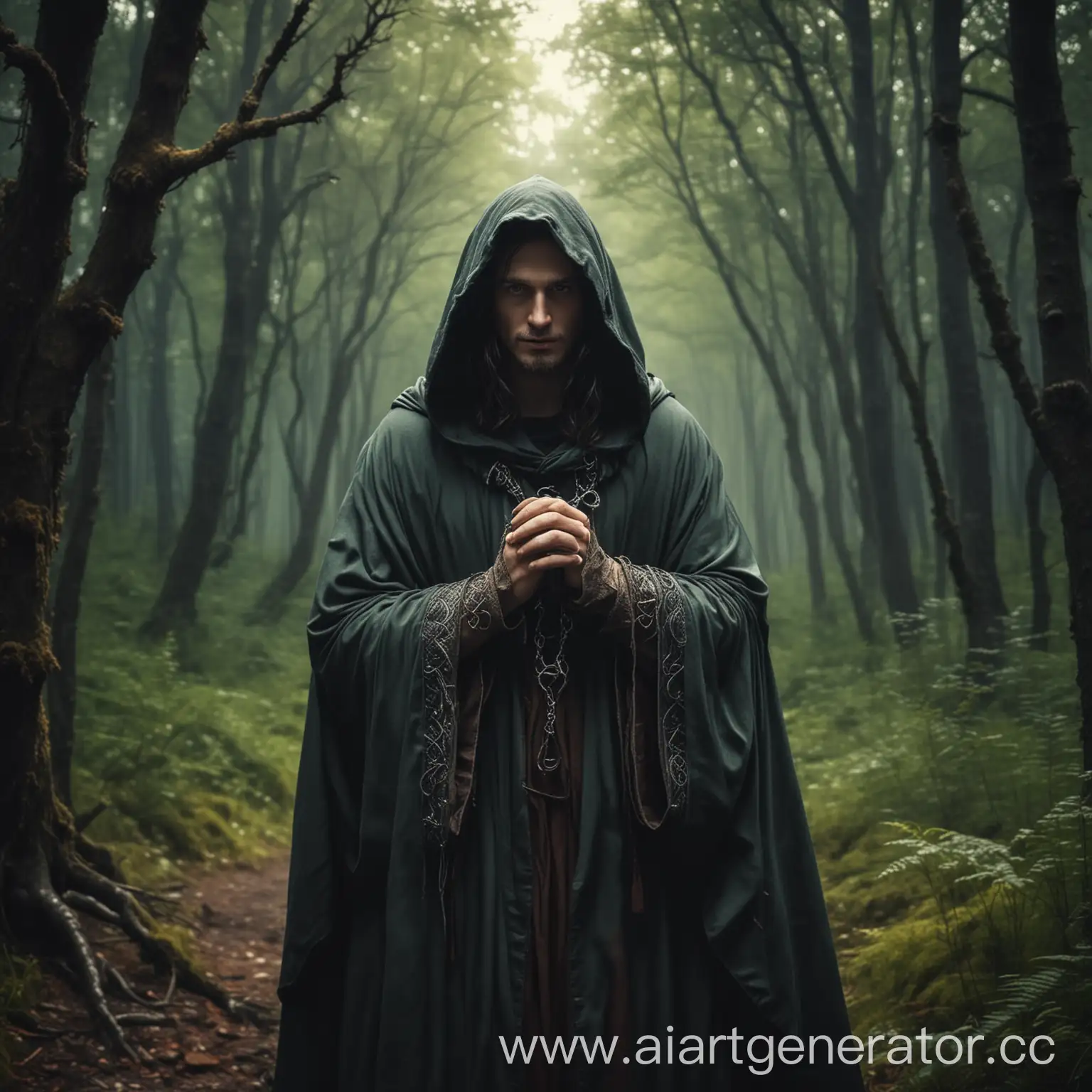 Fantasy-Druid-in-Hooded-Cloak-Amidst-Enchanted-Forest