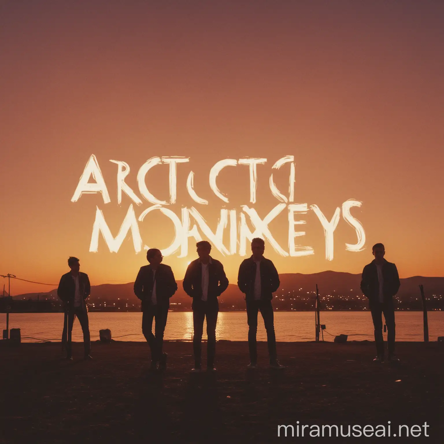 Arctic Monkeys Silhouetted Against Stunning Sunset Sky
