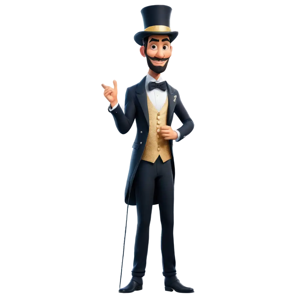 cartoon man in a top hat and sparkling clothes 