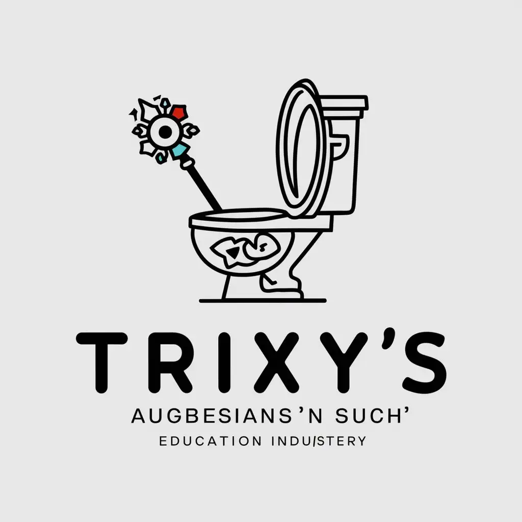 a logo design,with the text "Trixy's Augbesians 'n Such", main symbol:toilet wand,complex,be used in Education industry,clear background