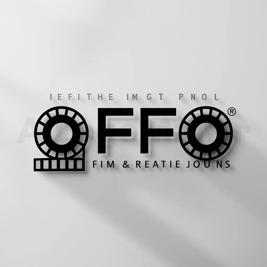 a logo design,with the text "OFFO", main symbol:Film reel,Minimalistic,clear background