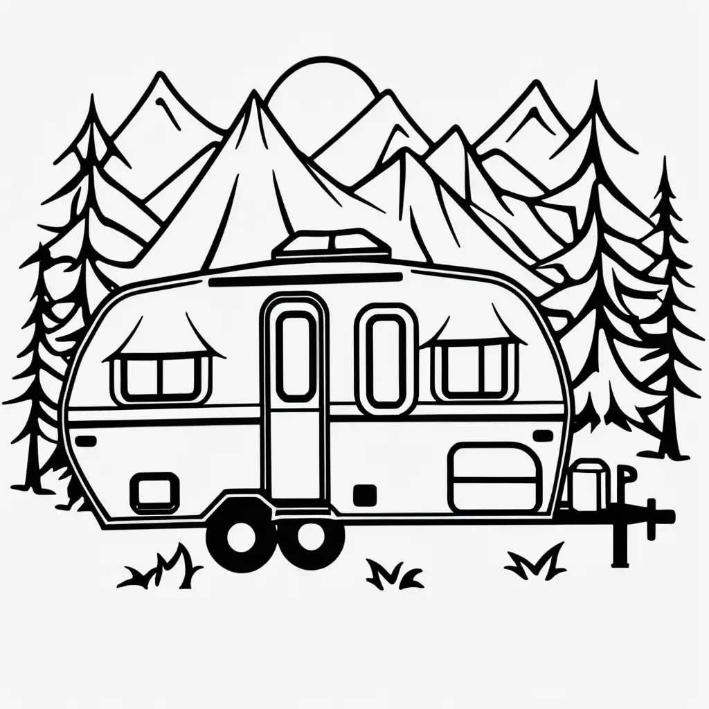 Camping Trailer Outline SVG Adventure Camping Concept