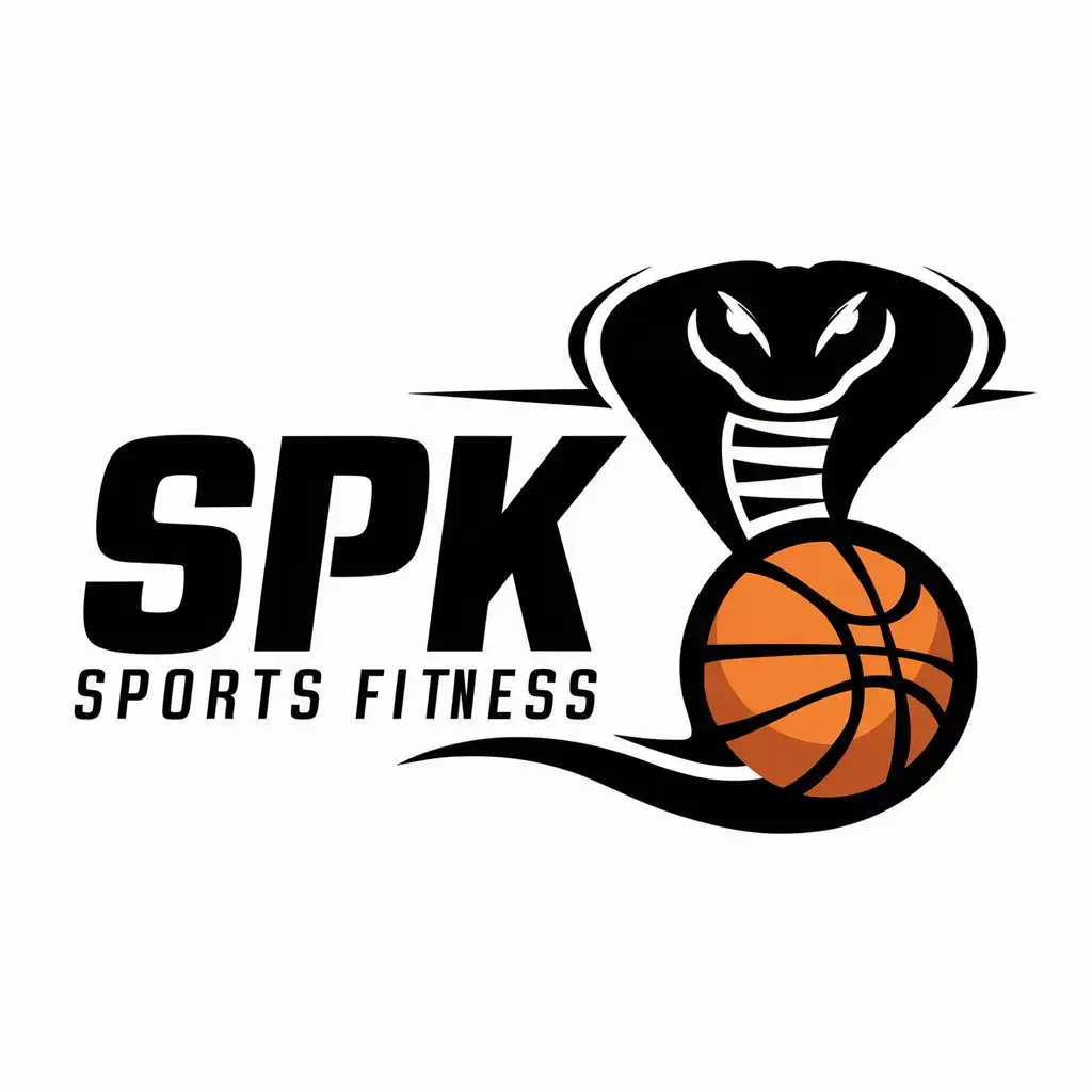 a logo design,with the text "spk", main symbol:snake, basketball,Moderate,be used in Sports Fitness industry,clear background