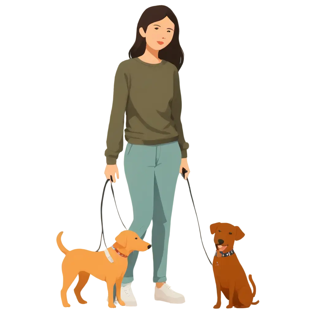 Dog with owner illustration