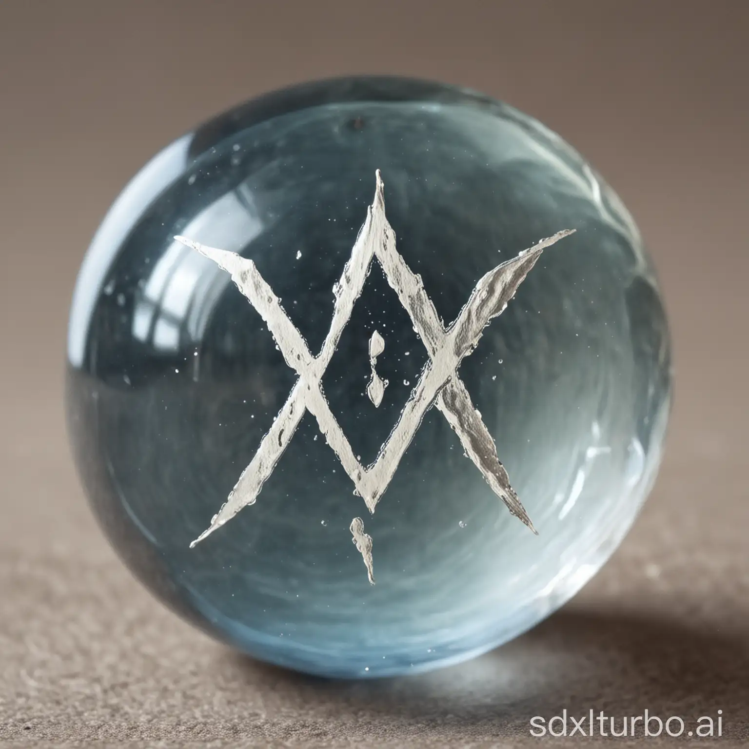 A small circular orb of energy representing a rune of water