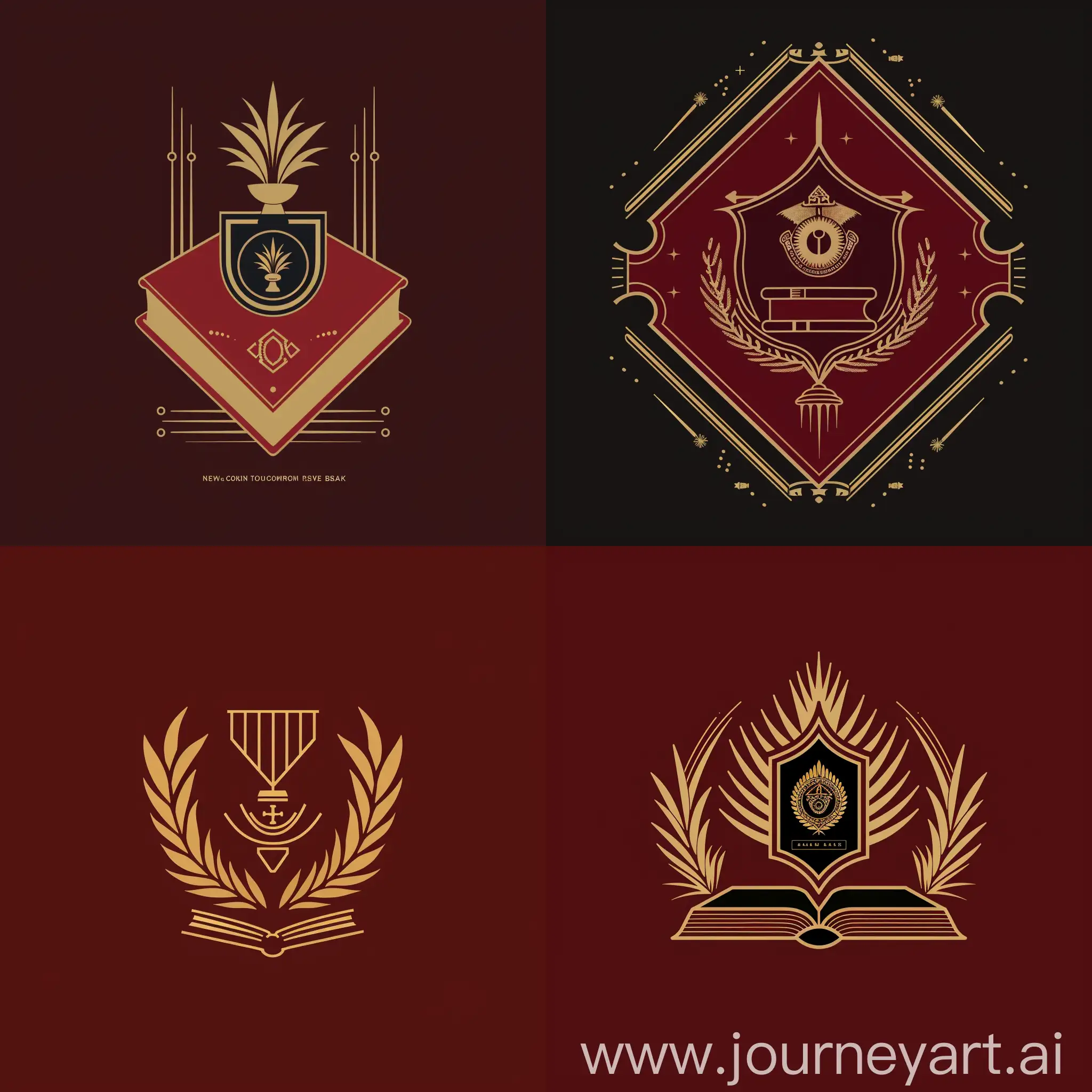 Elegant-Party-Emblem-with-Subtle-Book-Element-in-Deep-Red-and-Gold