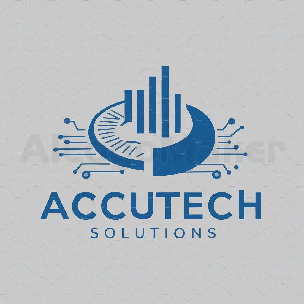 a logo design,with the text "AccuTech Solutions", main symbol:A stylized bar graph or pie chart combined with a circuit pattern,Moderate,be used in Finance industry,clear background