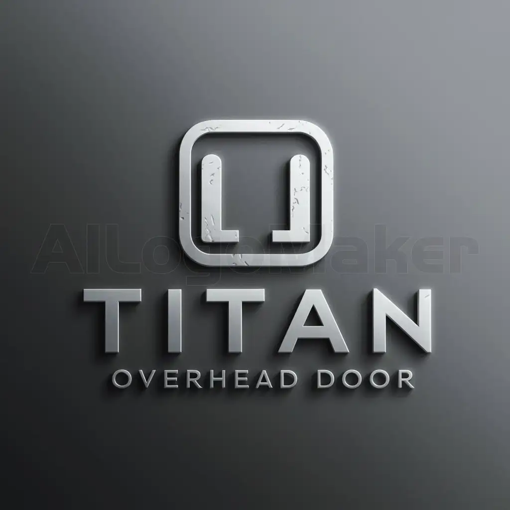 a logo design,with the text "TITAN Overhead Door", main symbol:Icon: A rounded rectangular shape representing a dock with metallic texture.nText: Company name in gray text below the icon.nColors: Silver, gray, and black.,Moderate,clear background