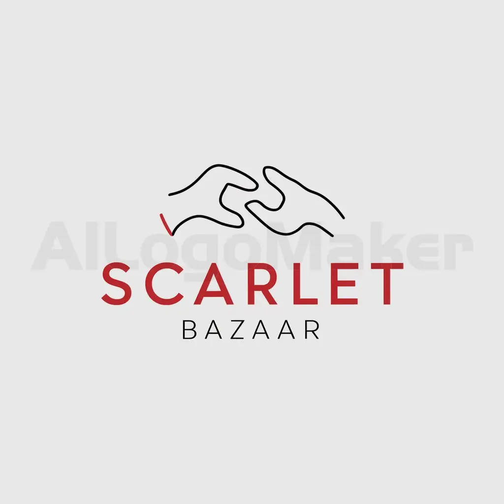 a logo design,with the text "Scarlet Bazaar", main symbol: Two hands transacting with each other in the shape of the letter "S" (I'm assuming you're describing an action or gesture rather than literal translation; if not, the input is already in English and should be repeated as output).,Minimalistic,be used in Internet industry,clear background
