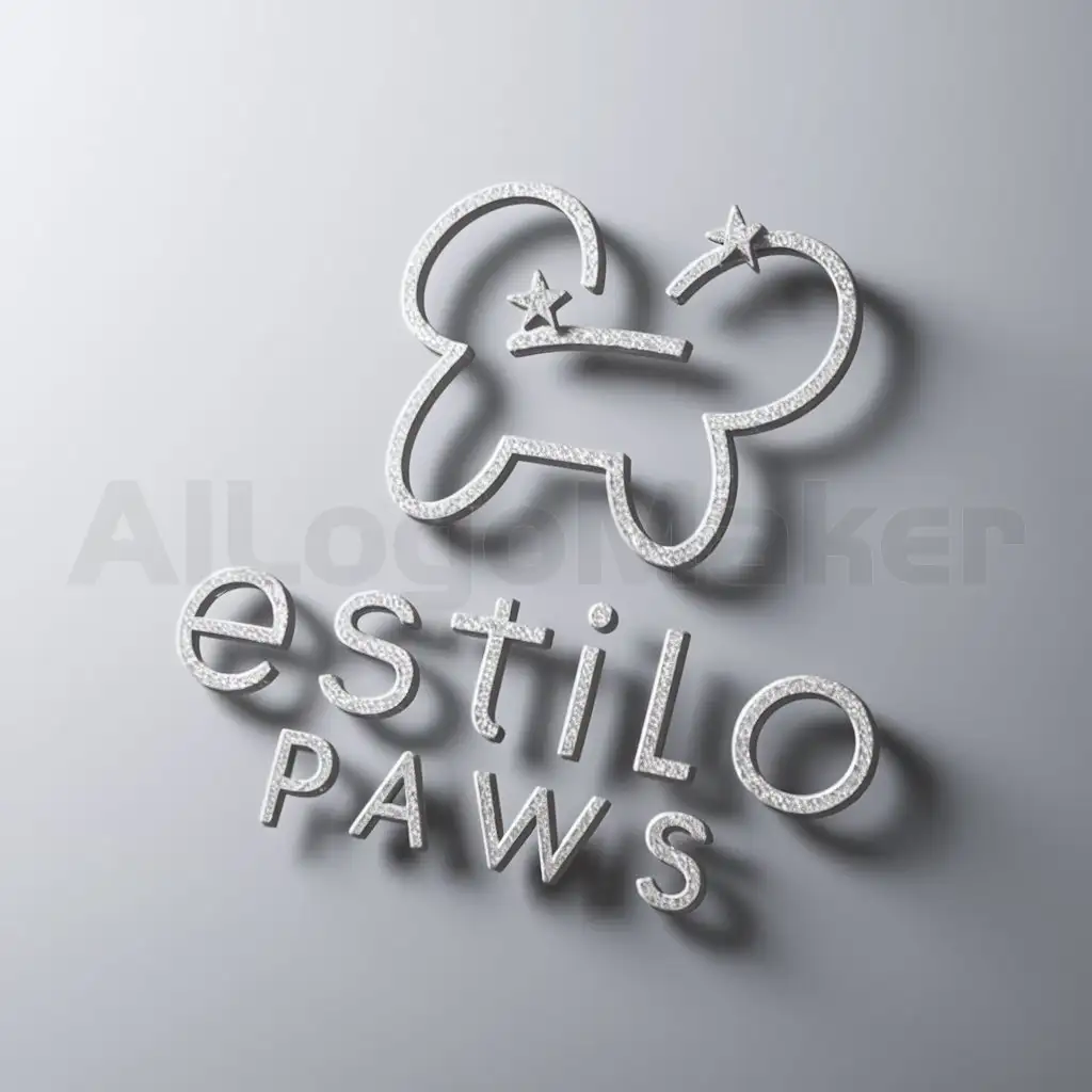 a logo design,with the text "Estilo Paws", main symbol:hueso de perro, destellos,Minimalistic,be used in Animals Pets industry,clear background
