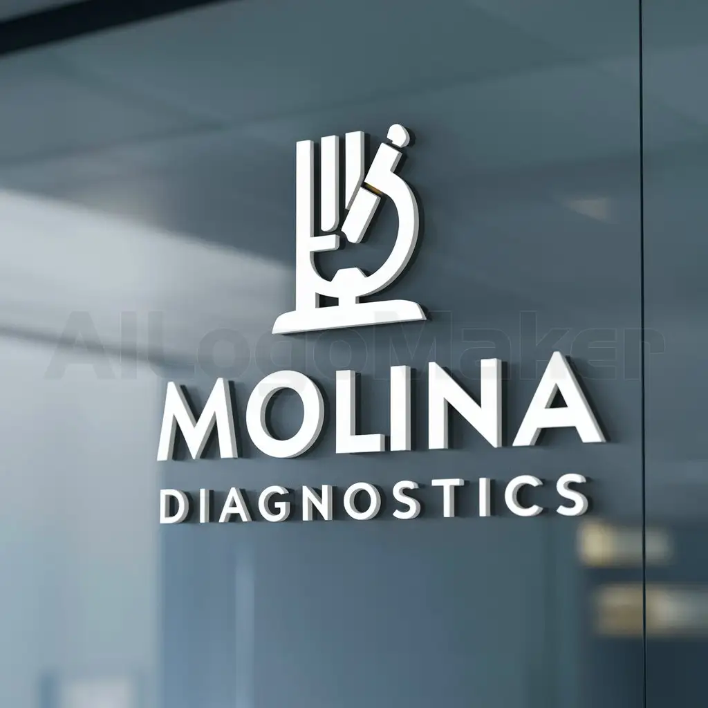 a logo design,with the text "Molina Diagnostics", main symbol:Blood test, microscopy,Moderate,clear background