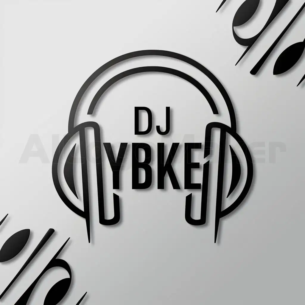 a logo design,with the text "Dj yb ke", main symbol:Headphones,complex,be used in Dj industry,clear background
