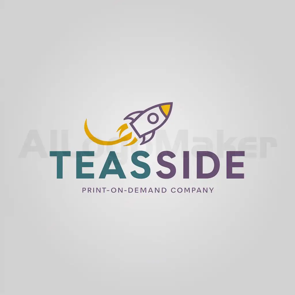 a logo design,with the text "TEASSIDE", main symbol:I AM LAUNCHING A PRINT ON DEMAND COMPANY AND I NEED A LOGO FOR IT ADD MORE COLOR TO IT,Minimalistic,be used in Retail industry,clear background