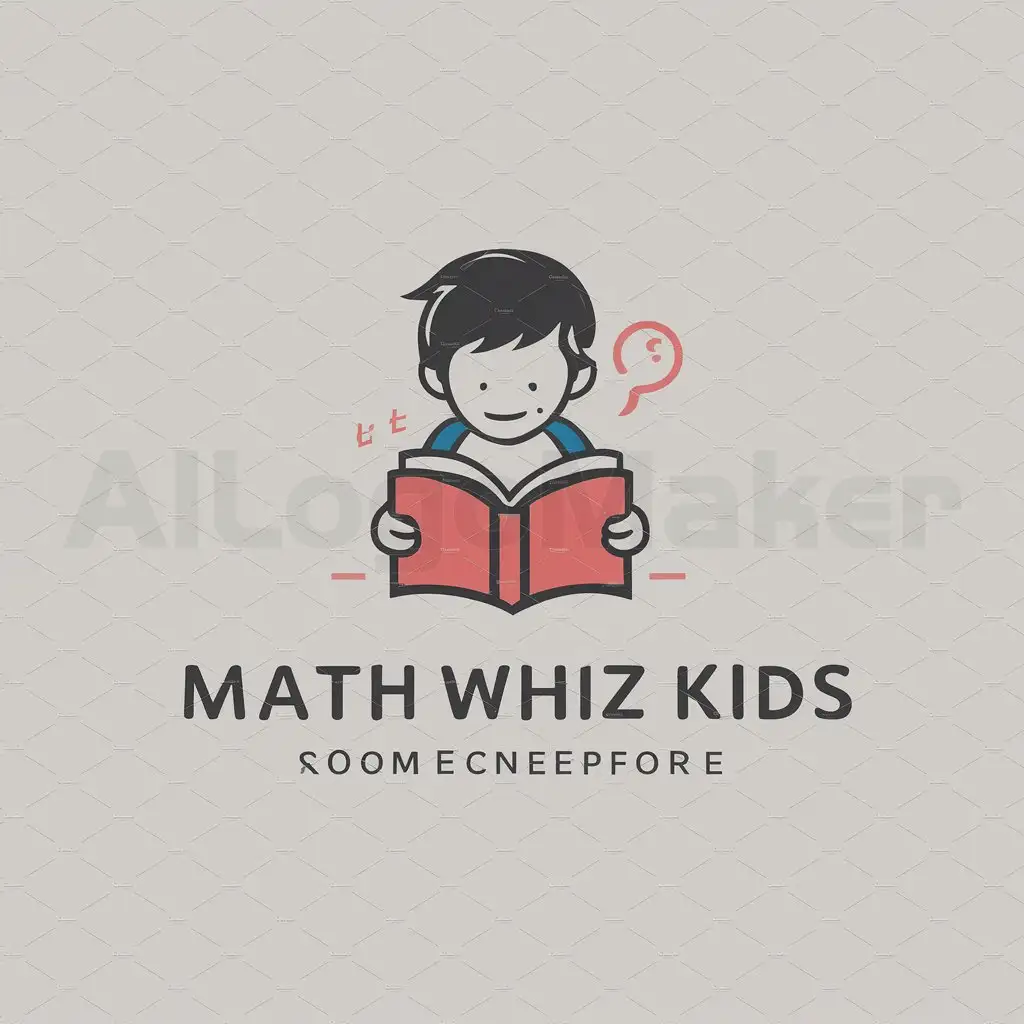 a logo design,with the text "Math Whiz Kids", main symbol:boy reading book mitras has an idea,Moderate,be used in Education industry,clear background