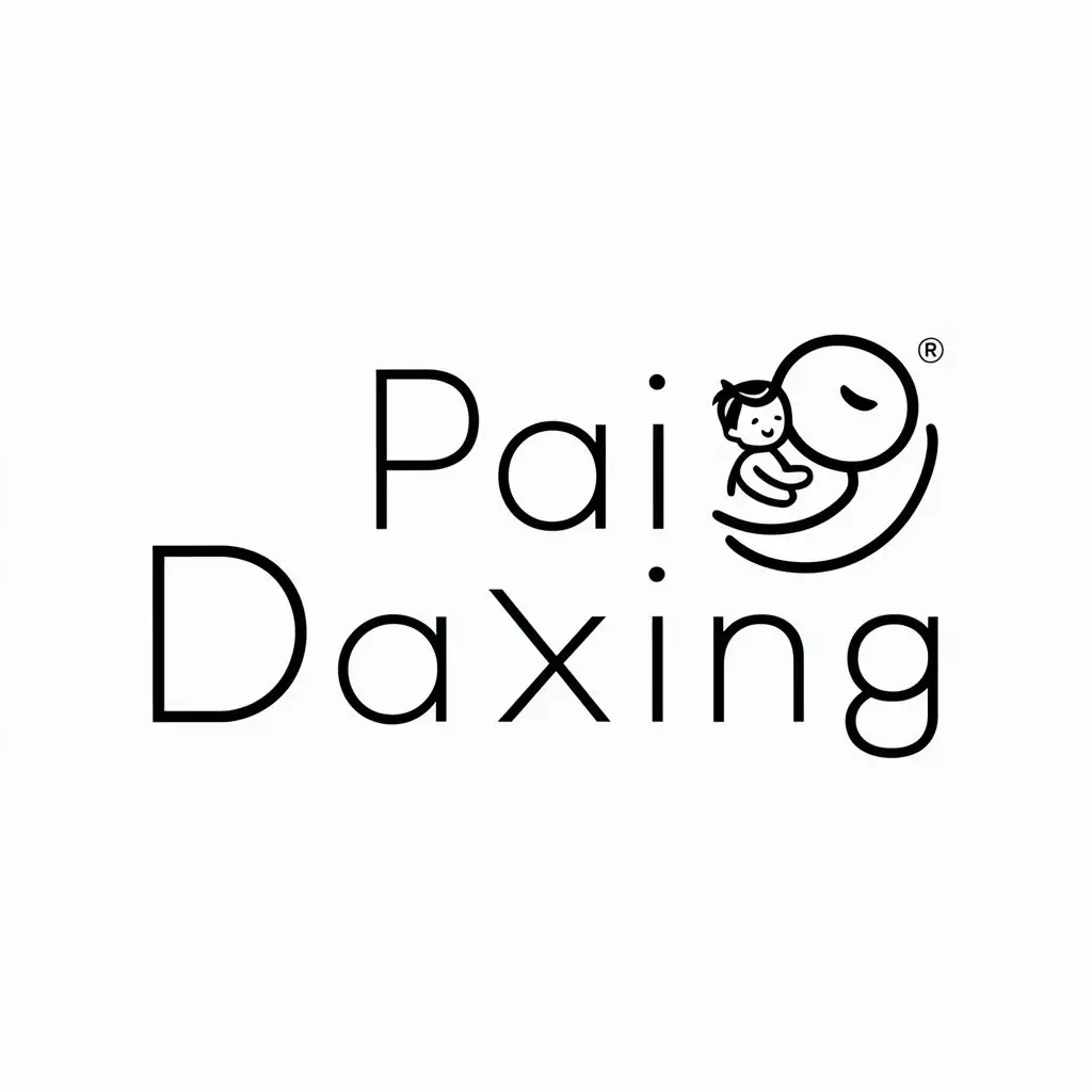 a logo design,with the text "Pai Daxing", main symbol:carrying an adorable little boy image simple style including L Y X three uppercase English letters,complex,be used in Home Family industry,clear background