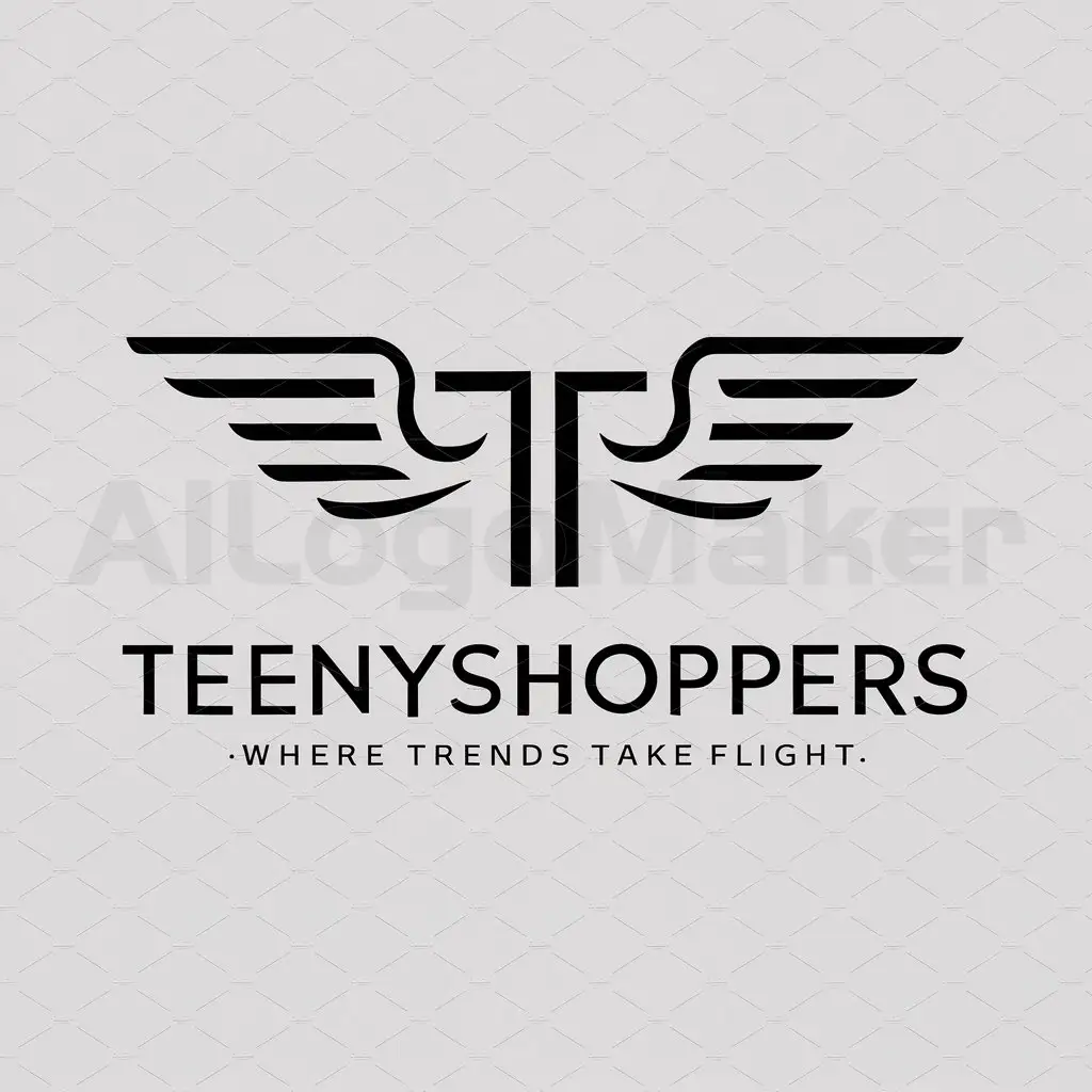 a logo design,with the text "TEENYSHOPPERS", main symbol:T,Moderate,be used in WHERE TRENDS TAKES FLIGHT industry,clear background