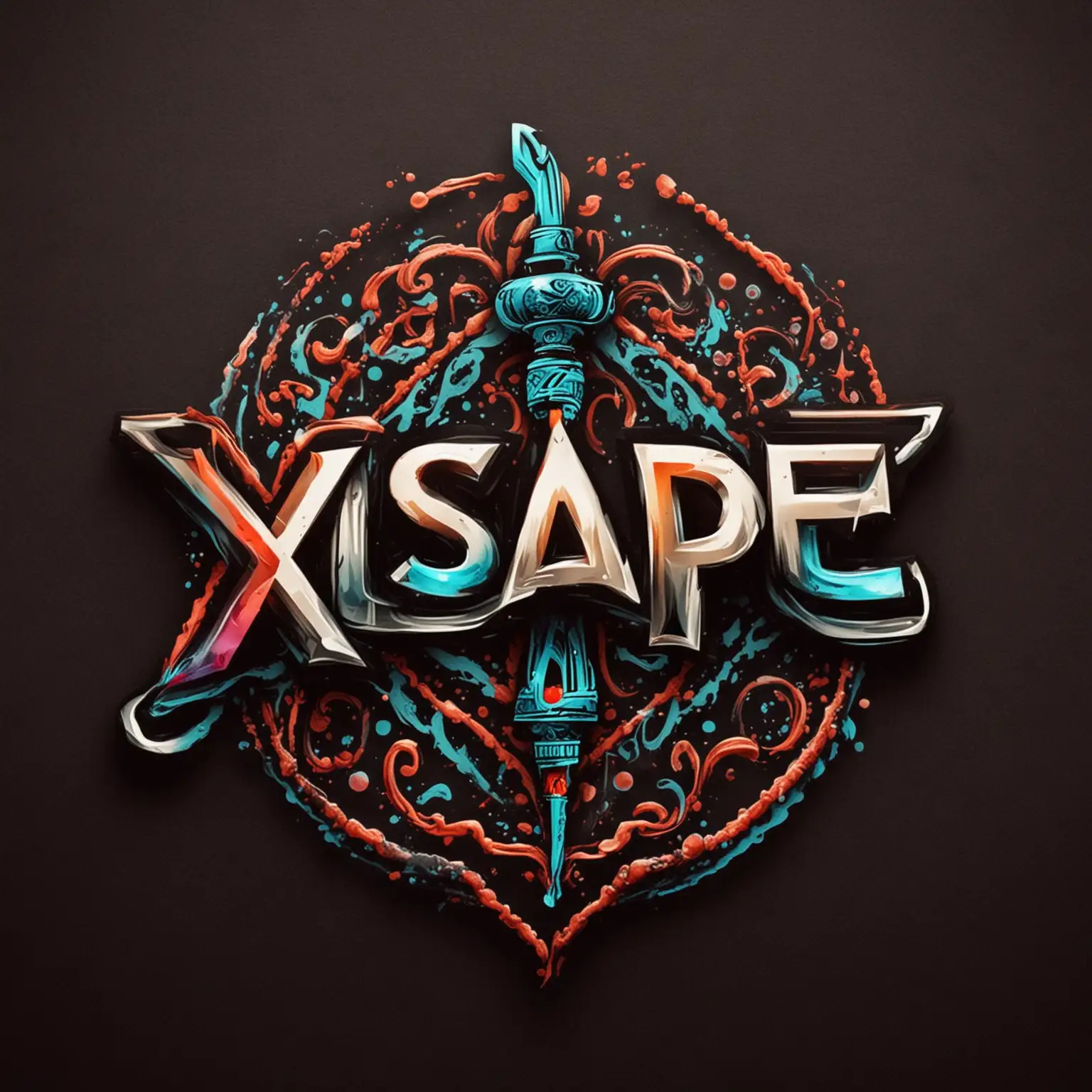 A logo with this word "Xscape" for a hookah bar for front t shart