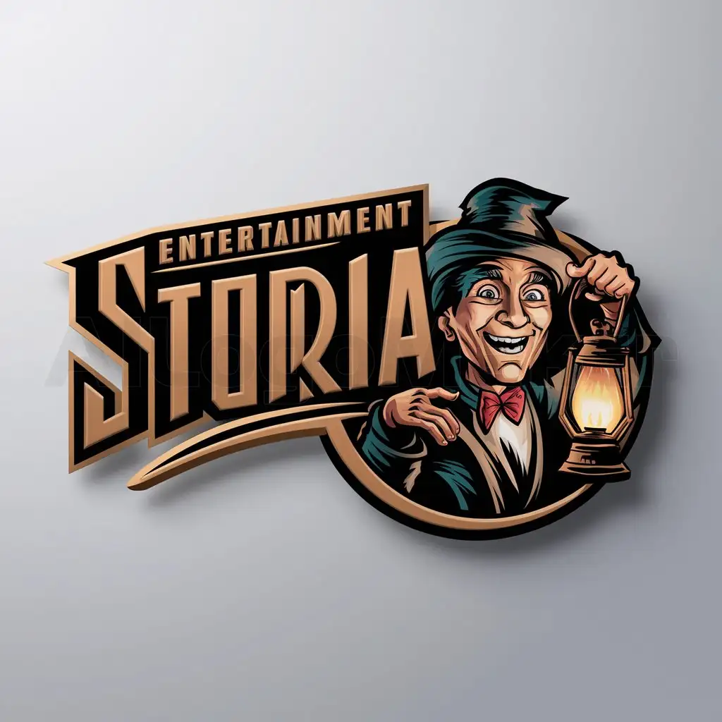 a logo design,with the text "StorIA", main symbol:a man who tells tales of terror,Moderate,be used in Entertainment industry,clear background