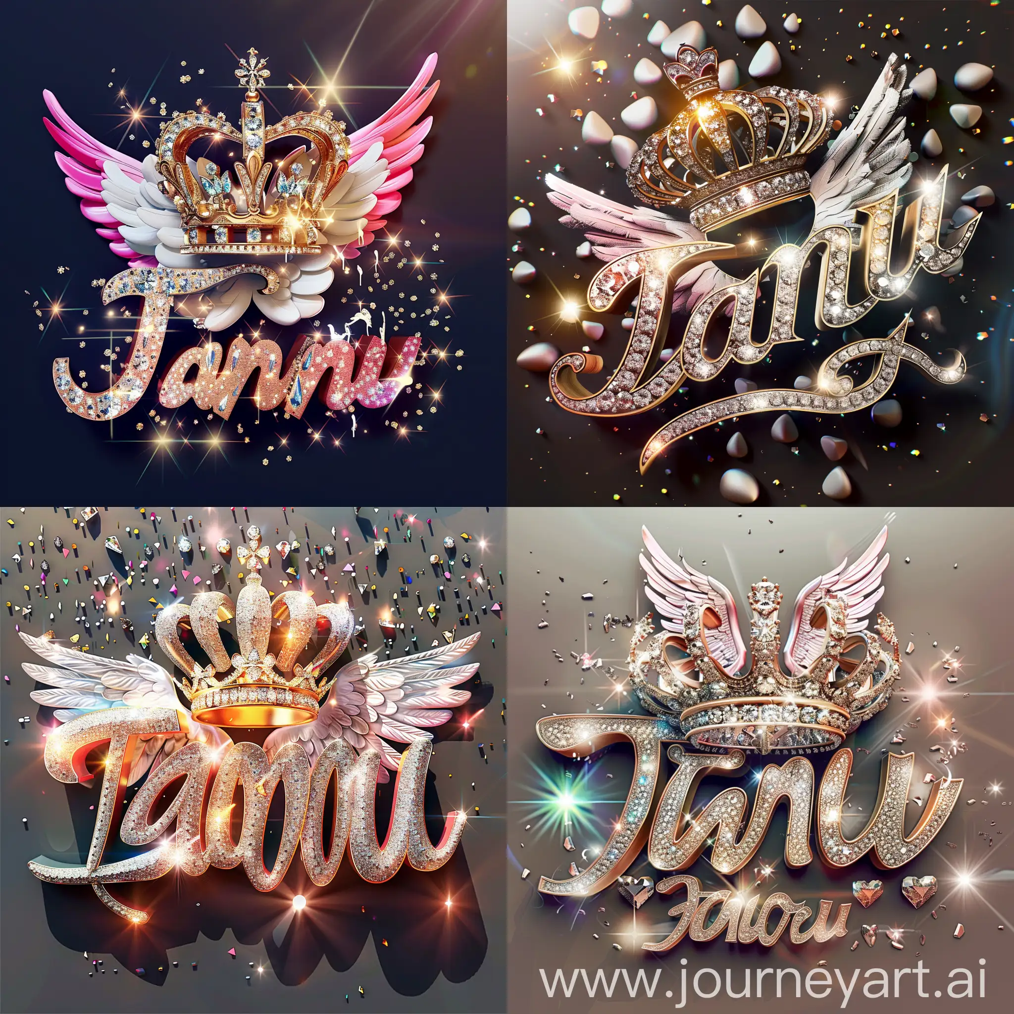 Elegant-3D-Typography-with-Name-Tanu-Featuring-Crown-Diamonds-and-Angel-Wings