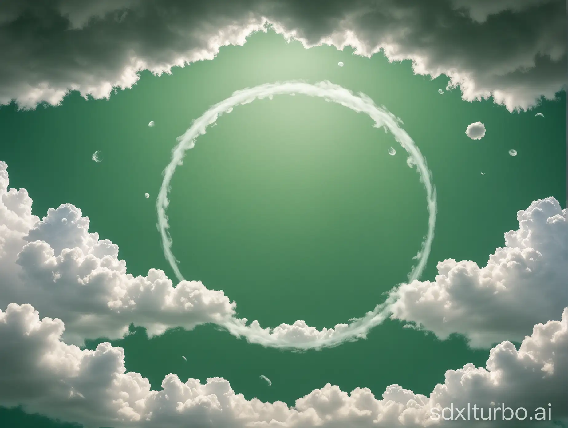 Wallpaper, eye protection, circles of clouds，Green background