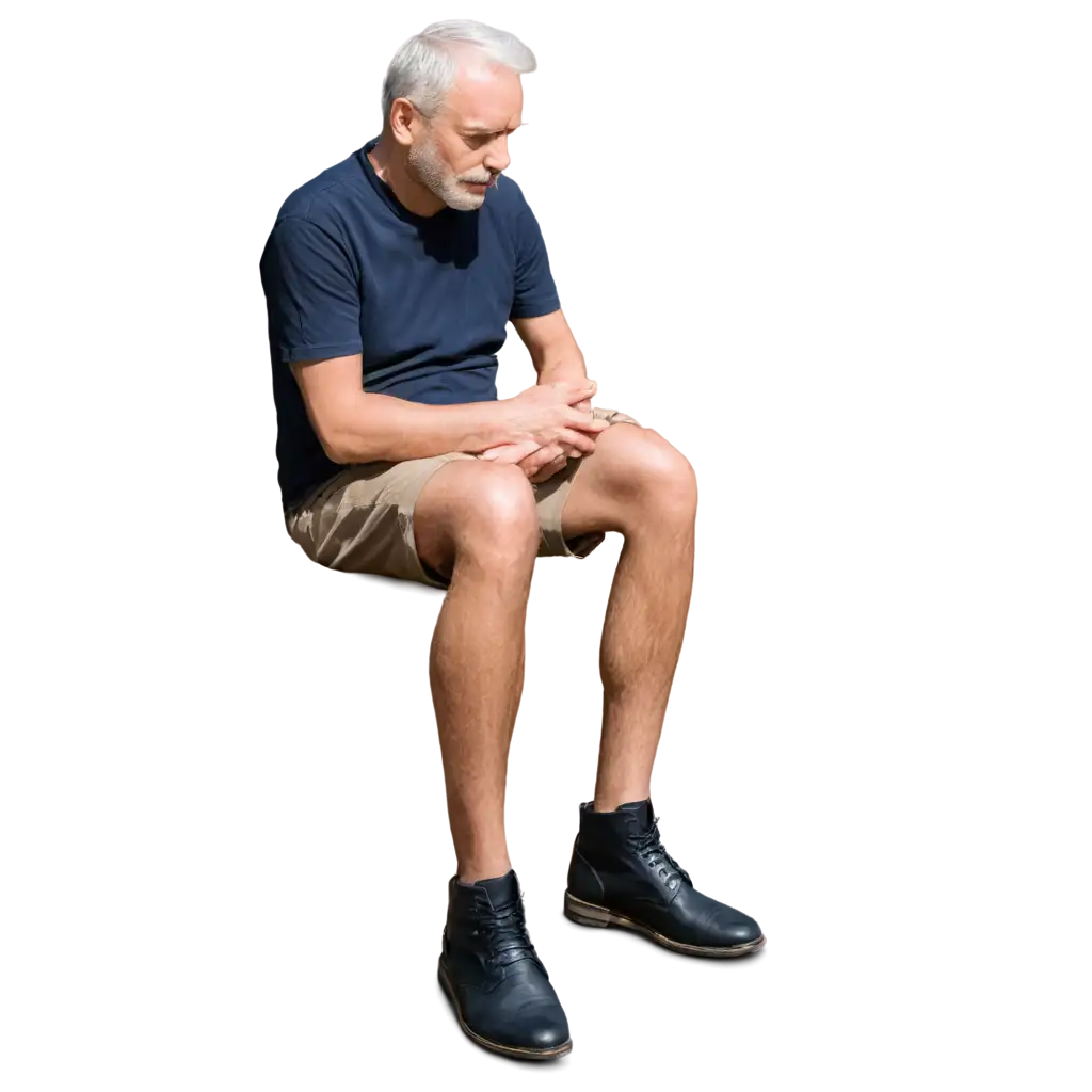 knee inflammation old 
man sitting