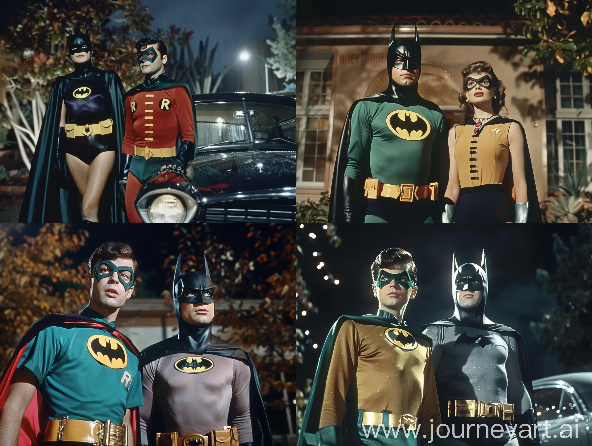 full body robin and batman At night,1950's superpanavision 70 ,colory image