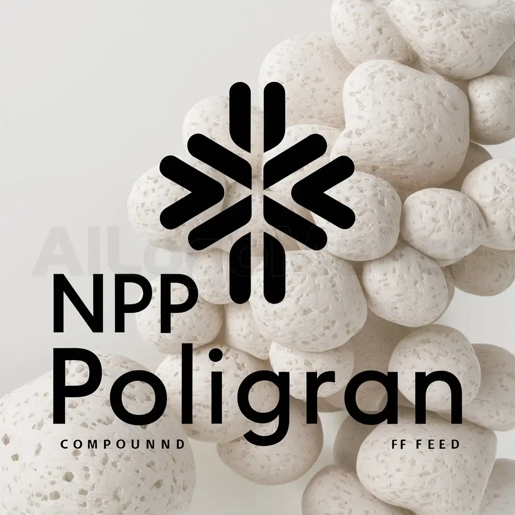 a logo design,with the text "NPP Poligran", main symbol:many granules of compound feed,complex,clear background