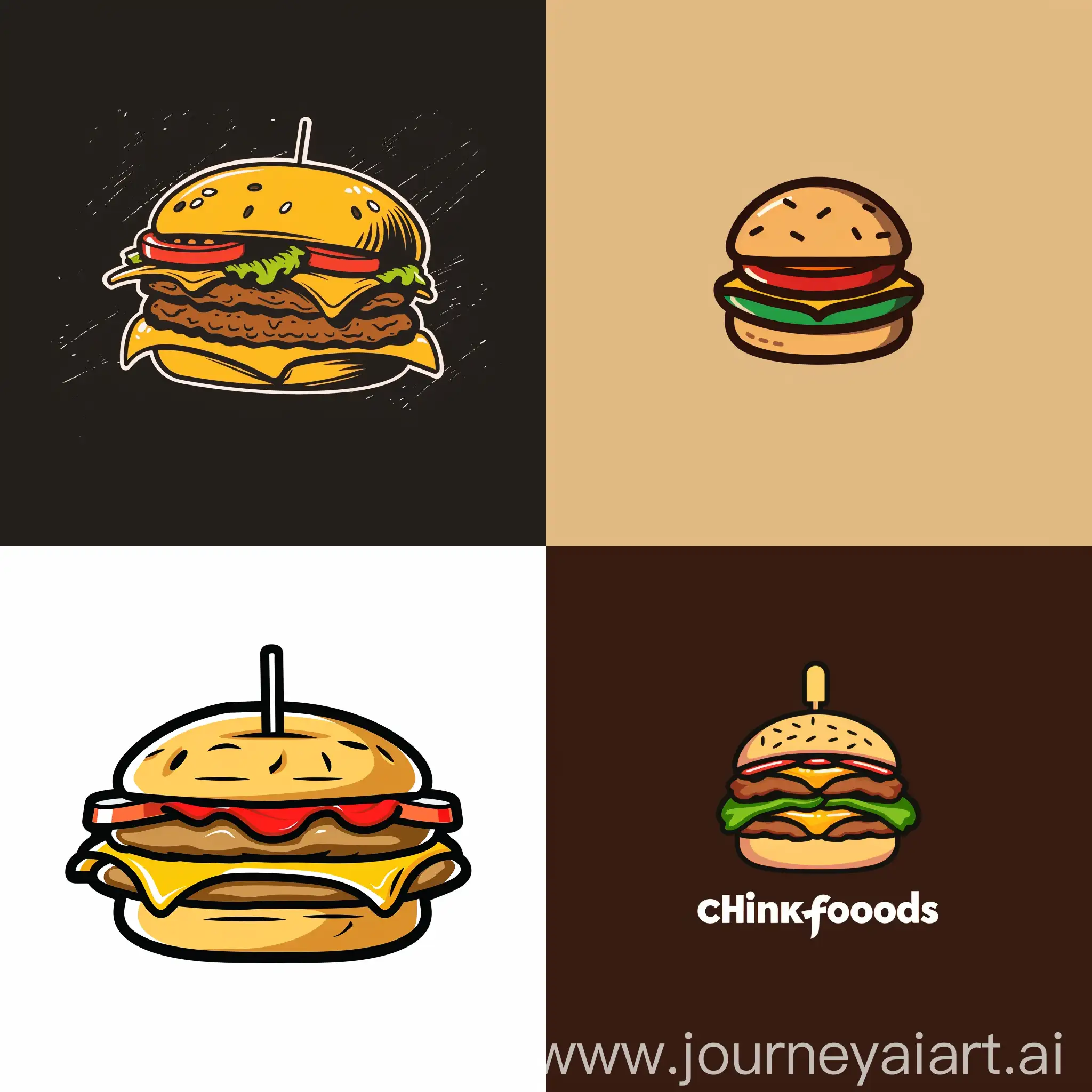 Logo para una venta de hamburguesa de nombre chikenfoods