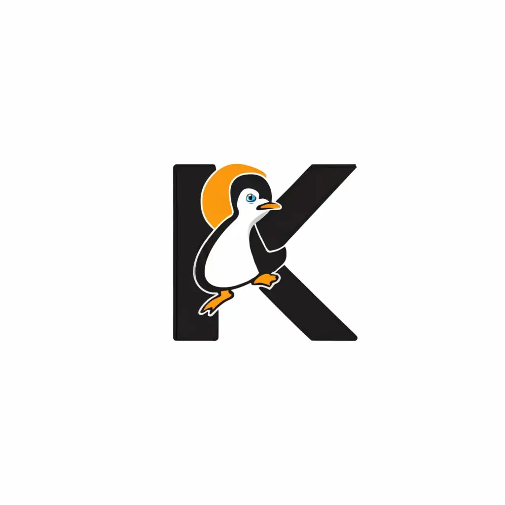 a logo design,with the text "K", main symbol:Penguin,Moderate,clear background