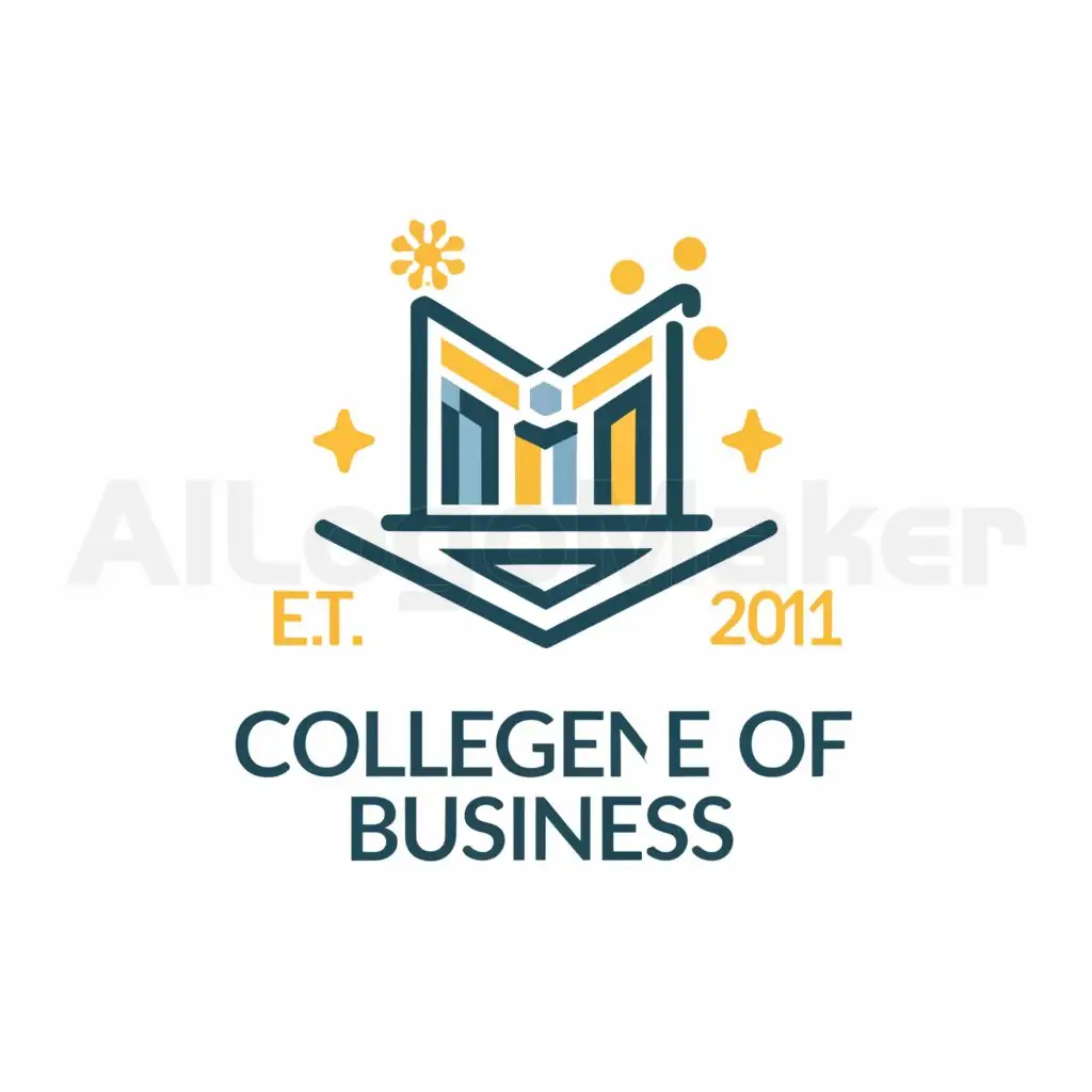 a logo design,with the text "College of business", main symbol:stock market, laptop, with Filipino ethnic pattern,Minimalistic,be used in 4 industry,clear background