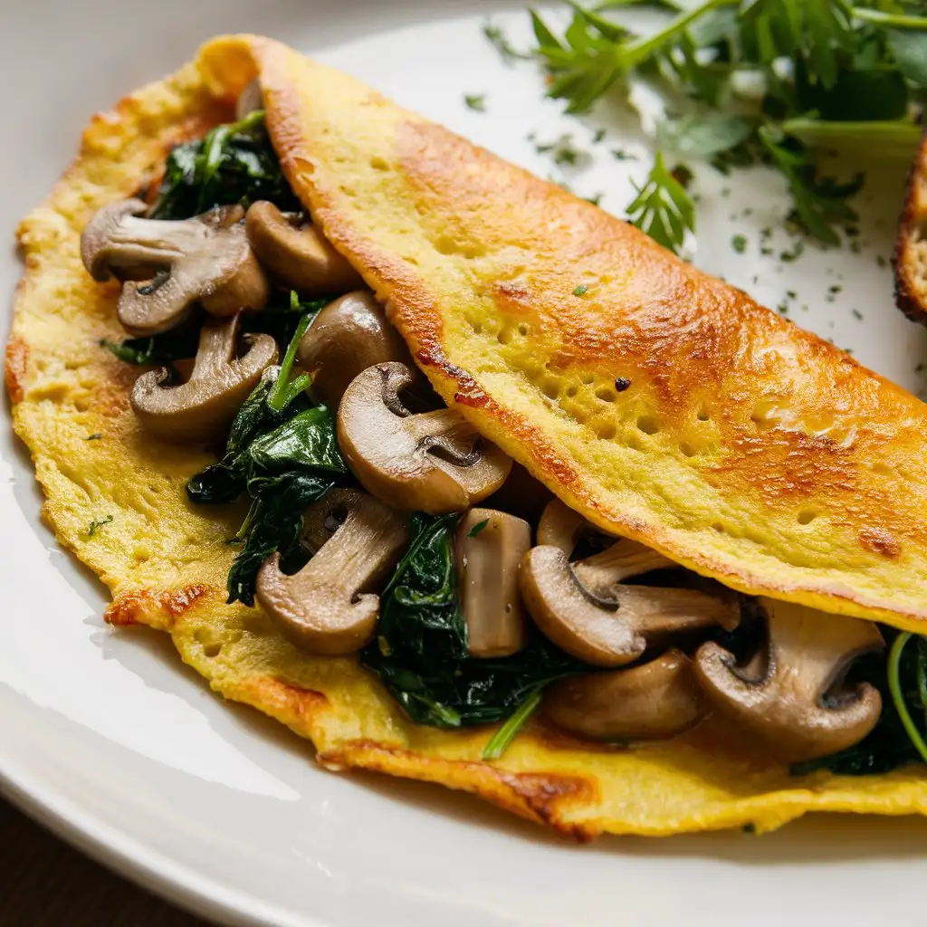 Healthy Breakfast Mushroom and Spinach Omelette