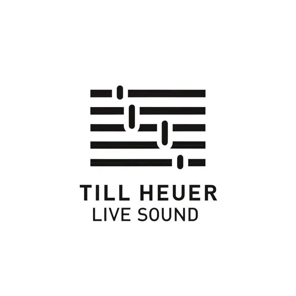 a logo design,with the text "Till Heuer
Live Sound", main symbol:Black lines on transparent or white background. Live Sound. Mixing console fader. Music. Electronics. Transistor. Diode. Notes. Circuit. Mixing desk. Loudspeaker.,Minimalistic,be used in Events industry,clear background