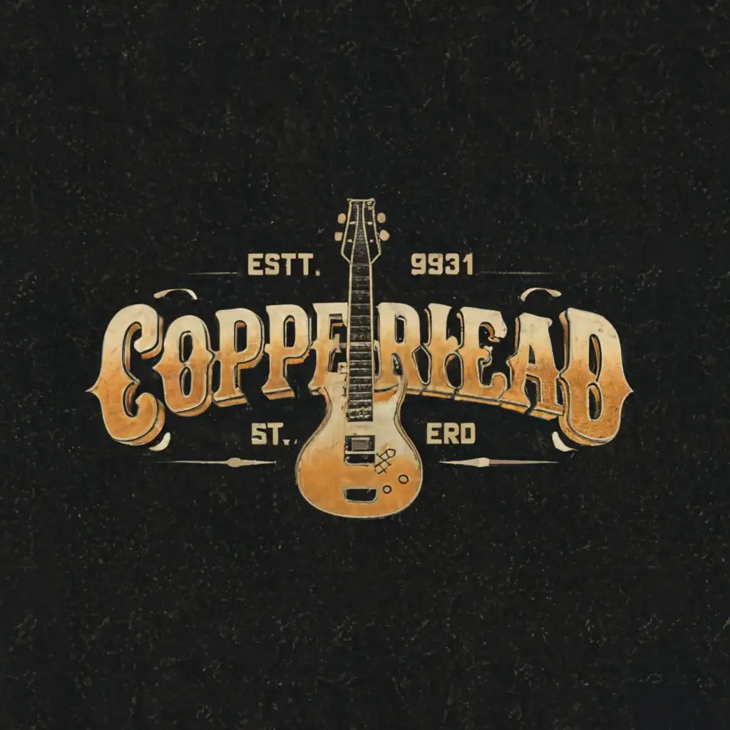 a logo design,with the text "CopperHead", main symbol:guitar,Moderate,clear background