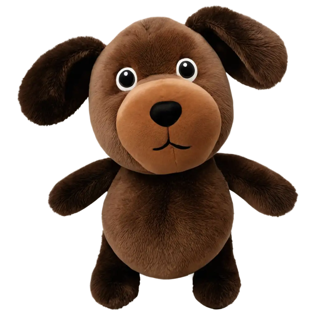 plush dark brown fat dog toy with long rounded ears
