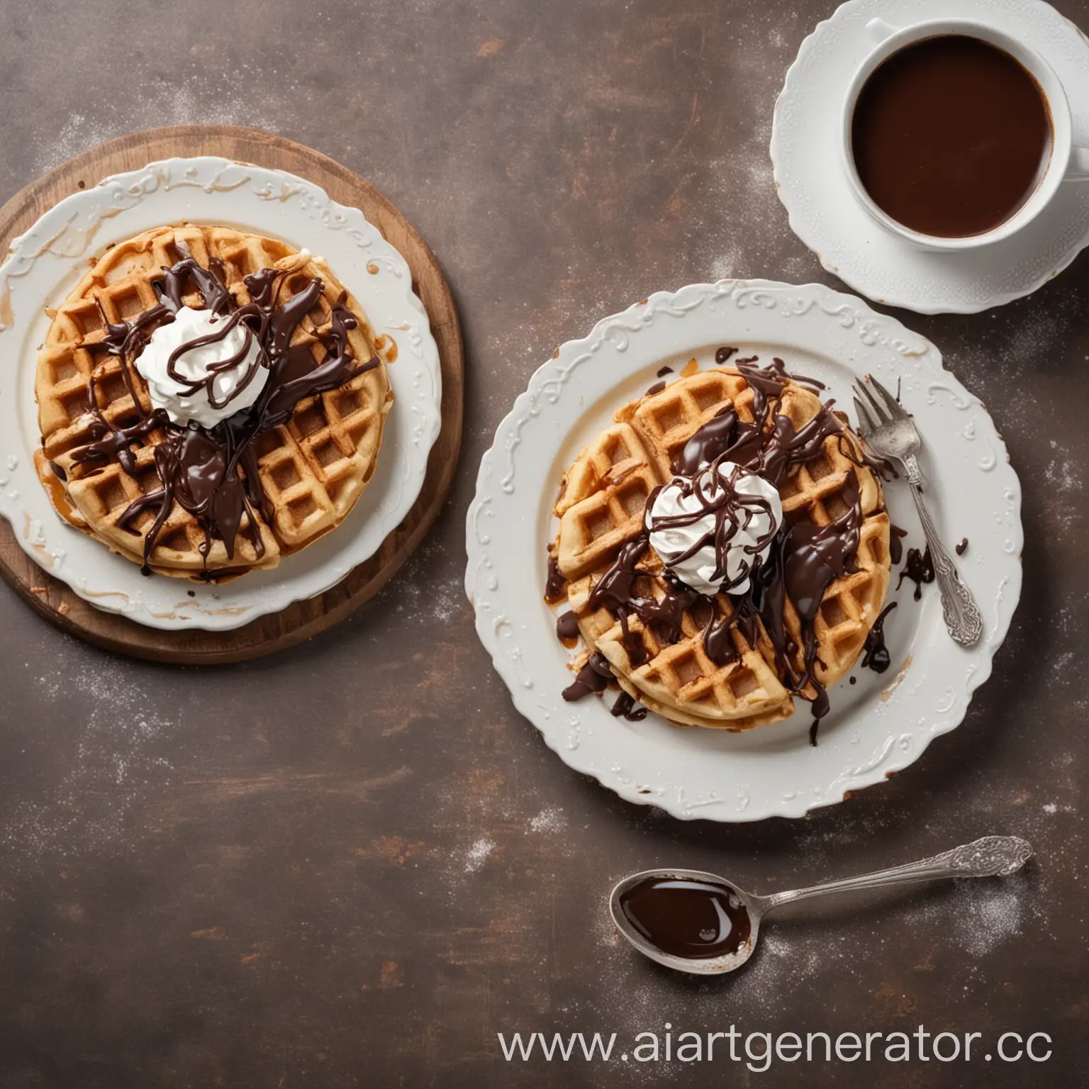 Delicious-Waffles-Topped-with-Decadent-Chocolate-and-Cream