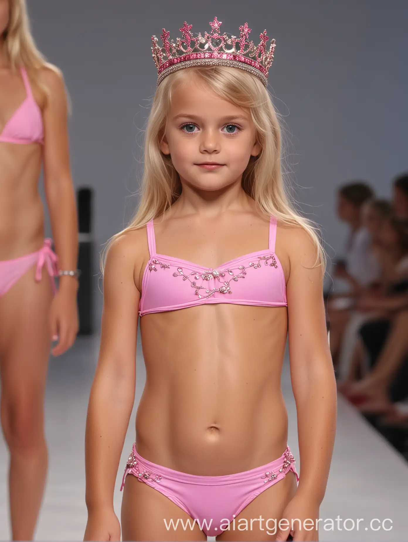 Young-German-Girl-Modeling-Pink-Bikini-with-Crown-on-New-York-Runway