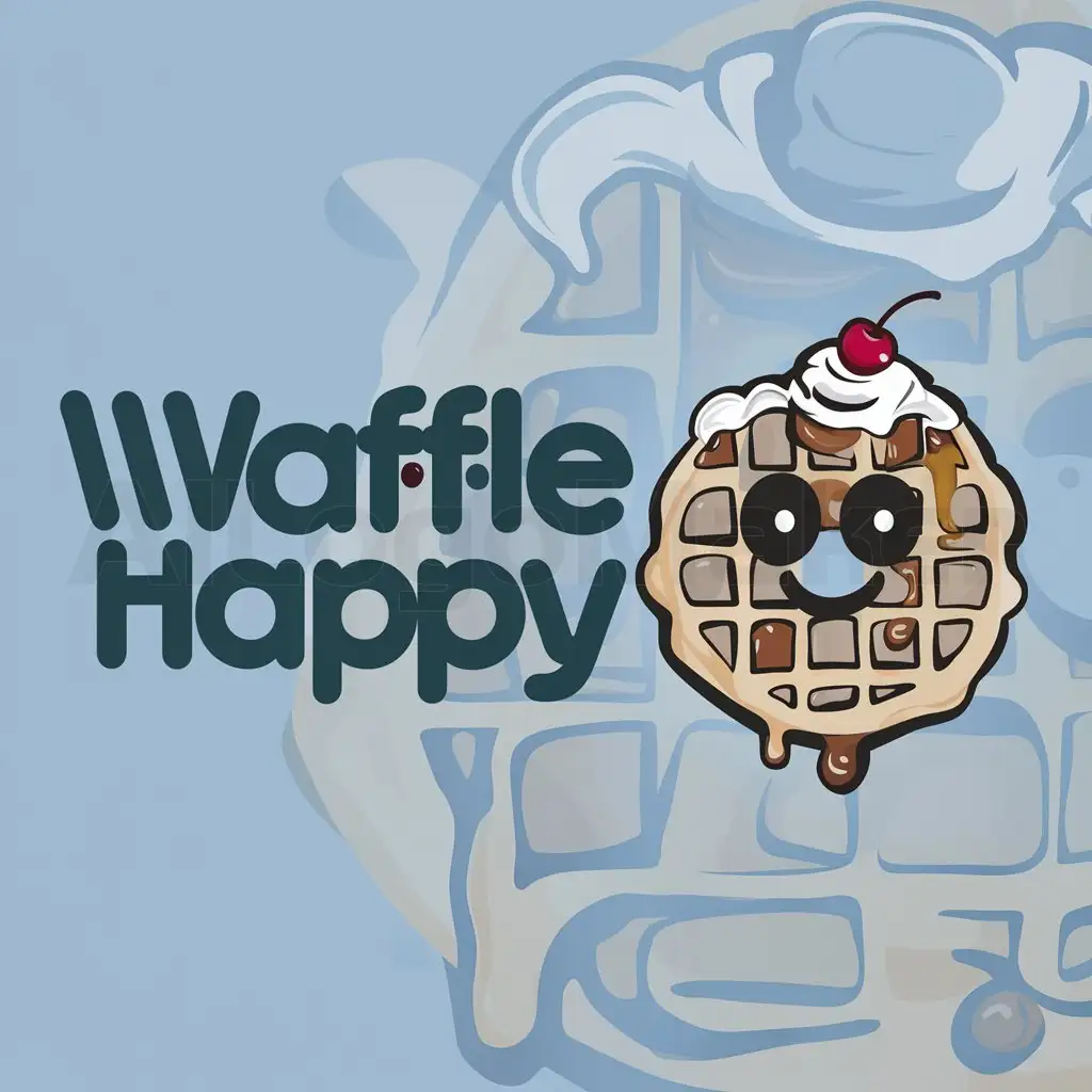 LOGO-Design-For-Waffle-Happy-Animated-Waffles-on-a-Clear-Background