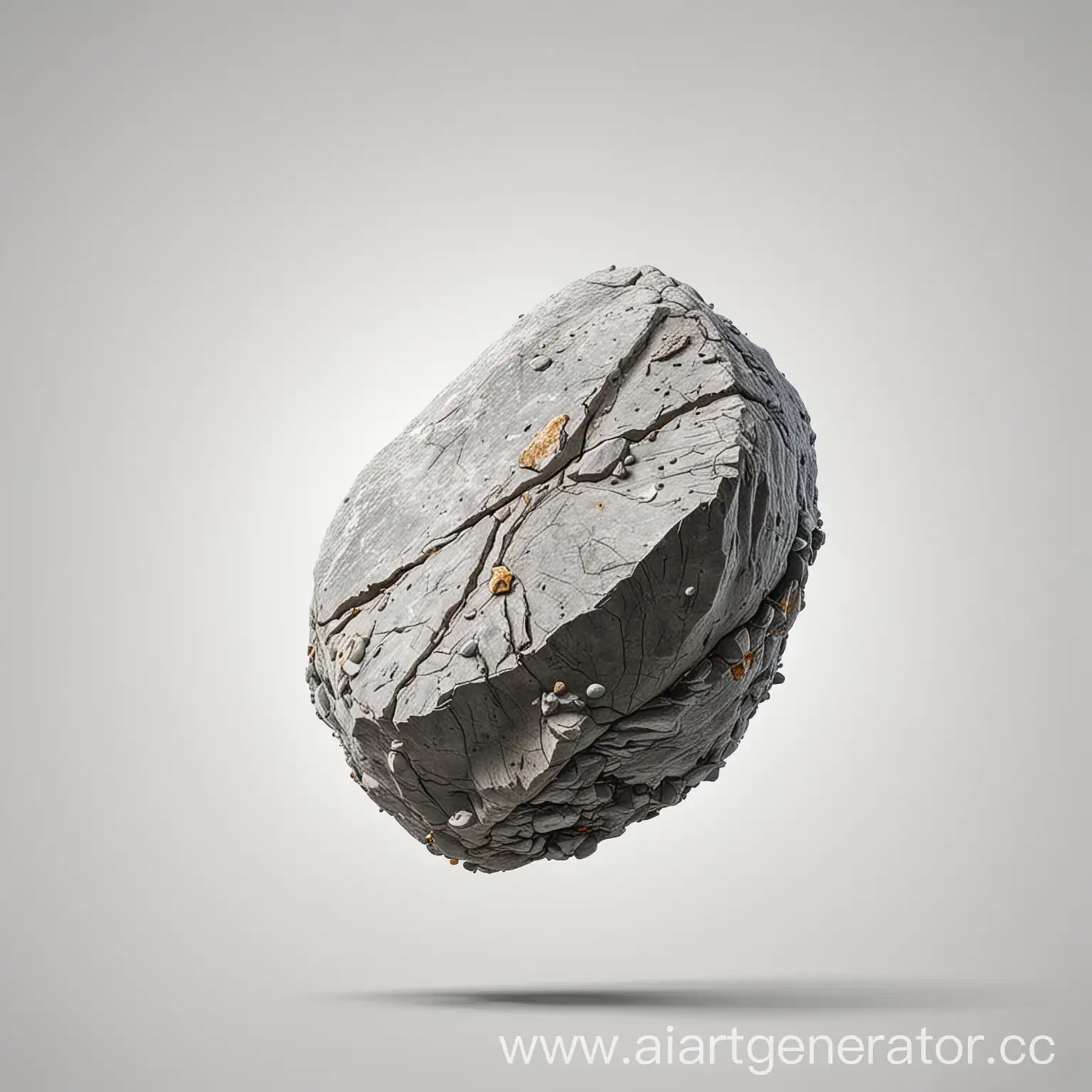 hyper realistic one stone flying on white background