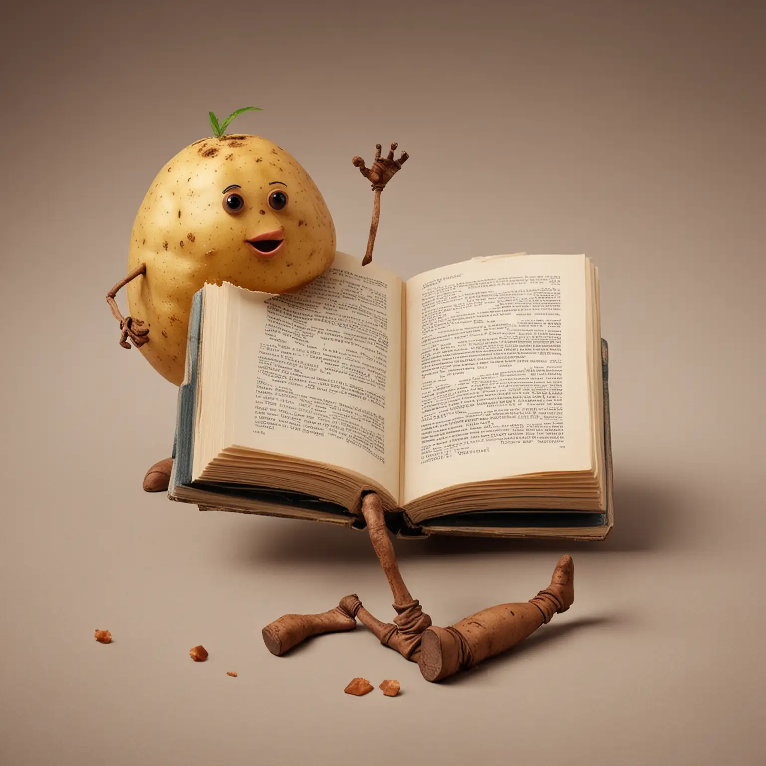 Potato Reading a Book with Legs