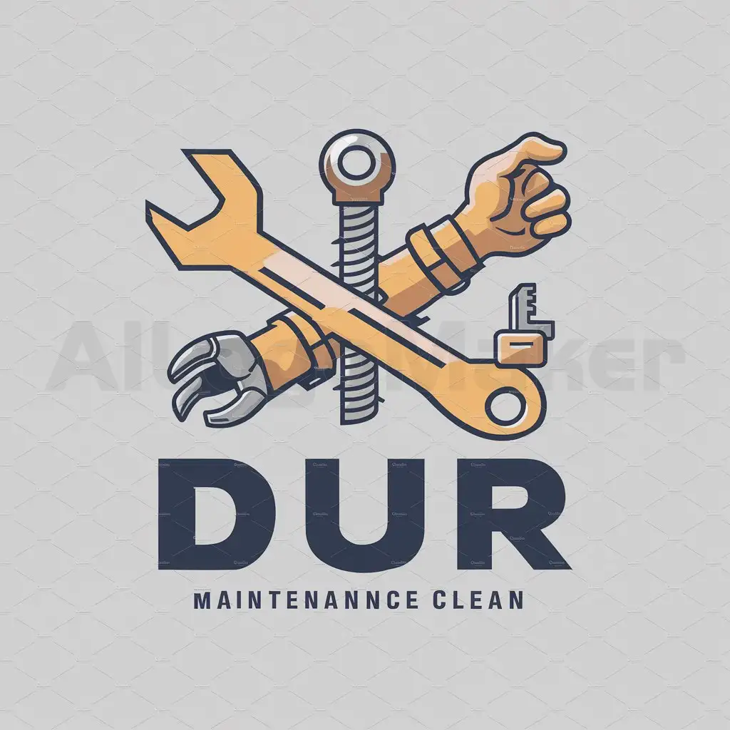 a logo design,with the text "DUR", main symbol:maintenance, mechanic,threa,screw,workshop key,Moderate,be used in Technology industry,clear background