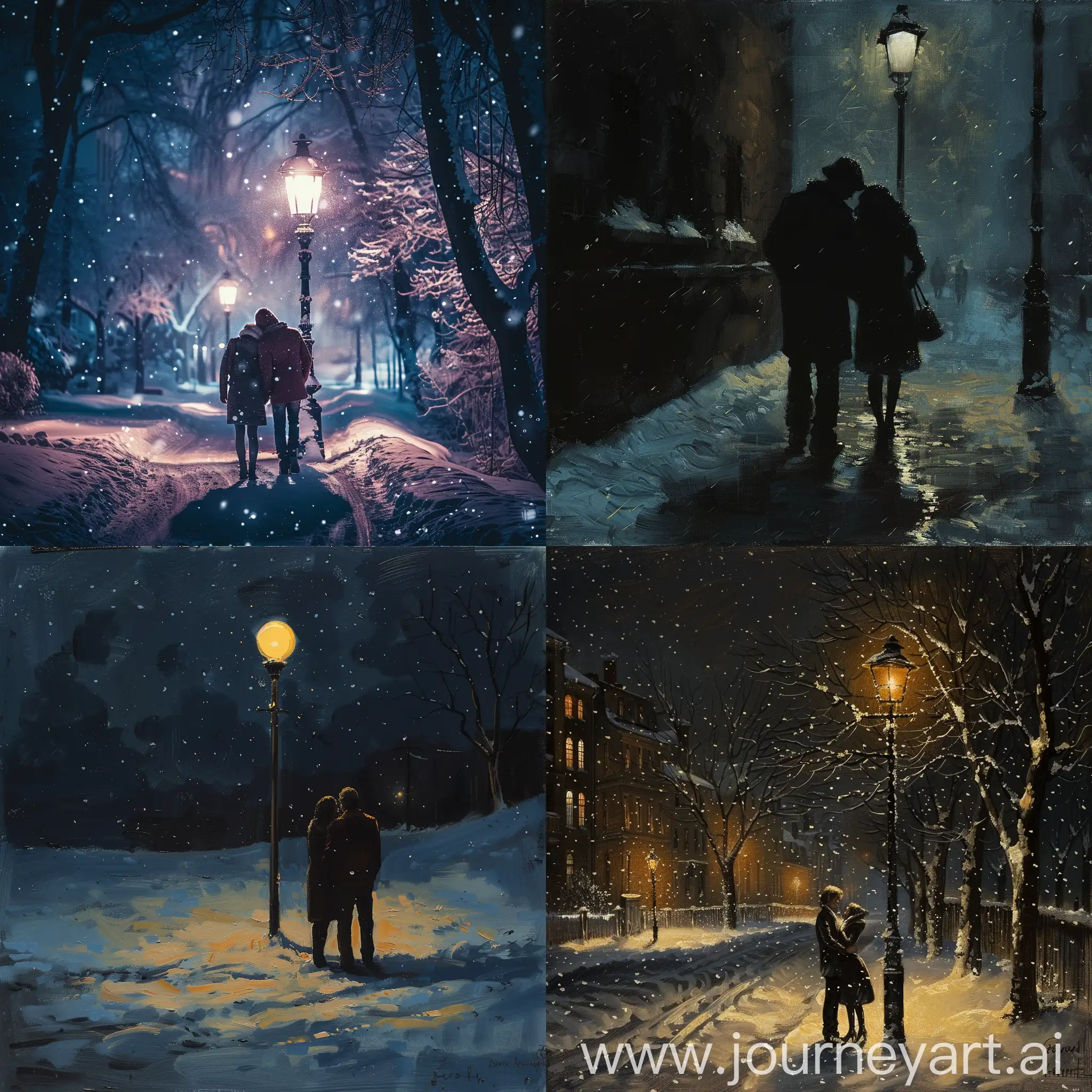 Romantic-Couple-Under-Snowy-Night-Streetlight