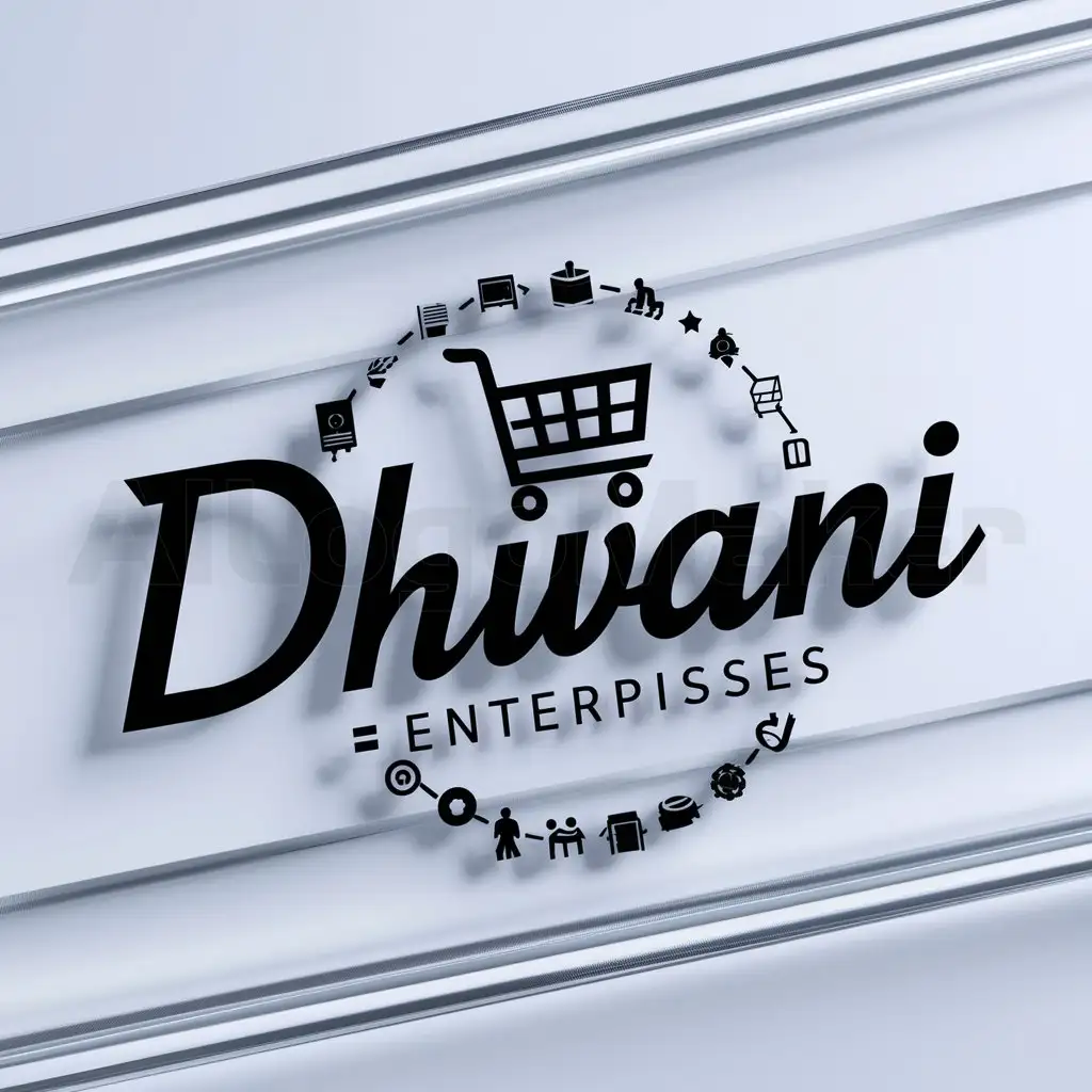 a logo design,with the text "Dhwani Enterprises", main symbol:one stop shop for all your,complex,clear background