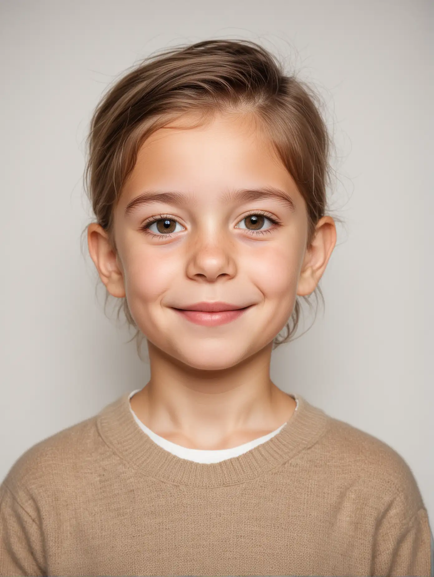 Passport Photo for Child Under 10 on Plain White Background